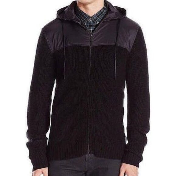 Kenneth Cole REACTION Mens Chunky Marled Hoody, Black, XL - Picture 1 of 1